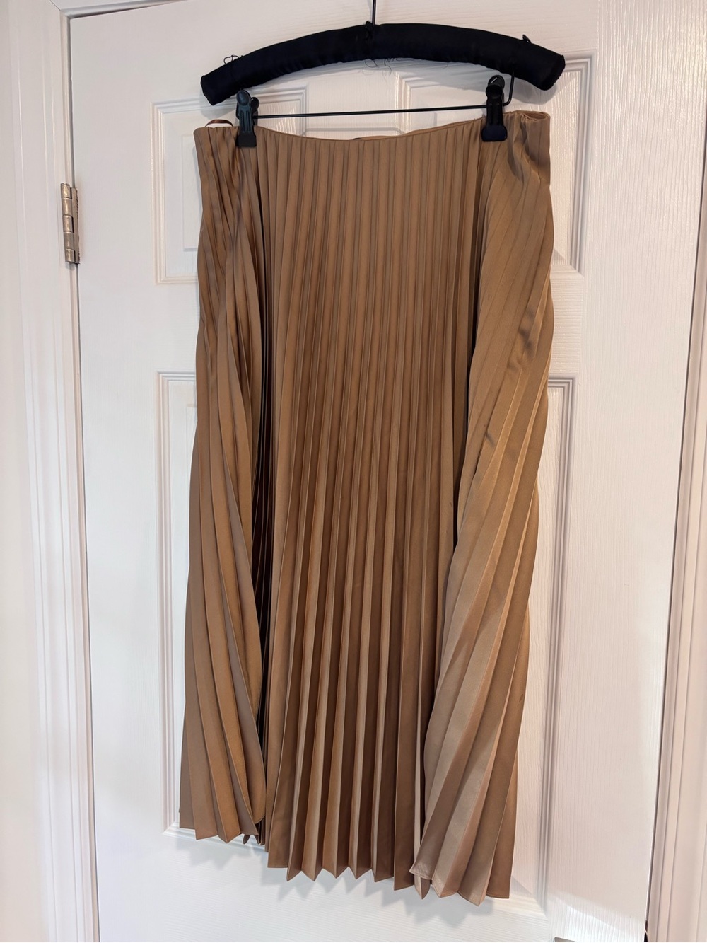 J.Crew tan pleated midi skirt size medium